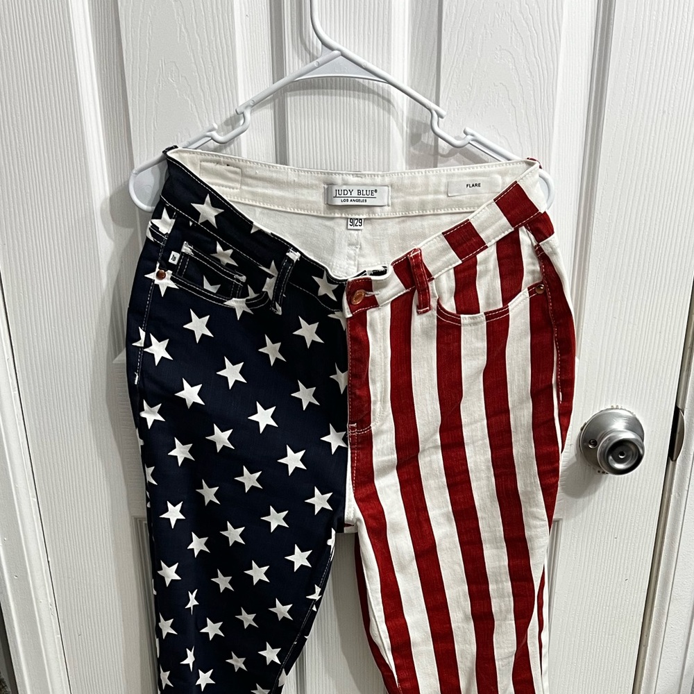 Judy Blue American Flag Print High Rise Flare